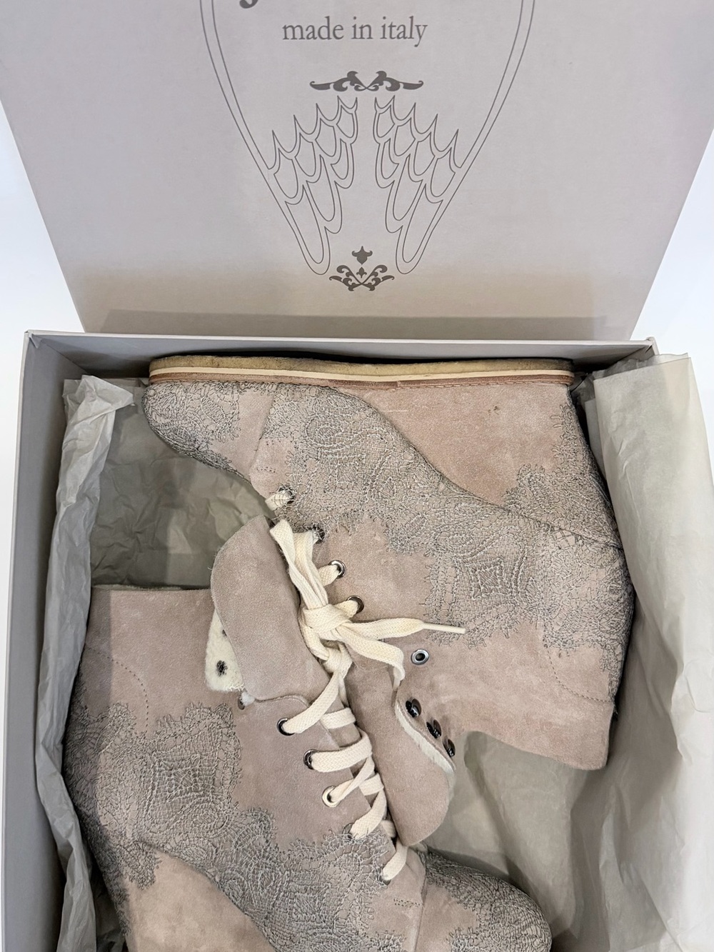 Suede Lace-Up Platform Ankle Boots in Dusty Blush